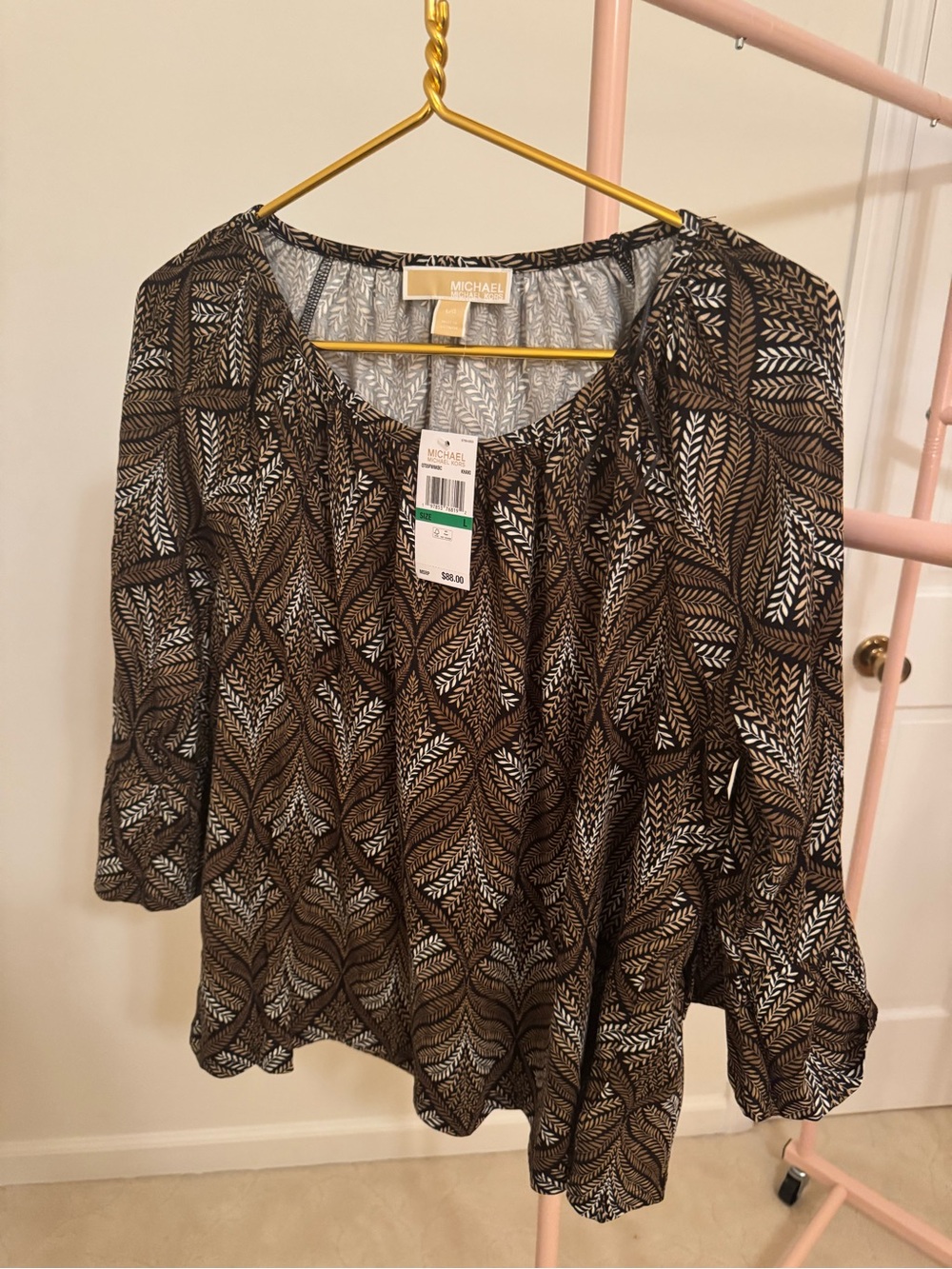 MICHAEL Michael Kors Black and Brown Printed Women's Blouse